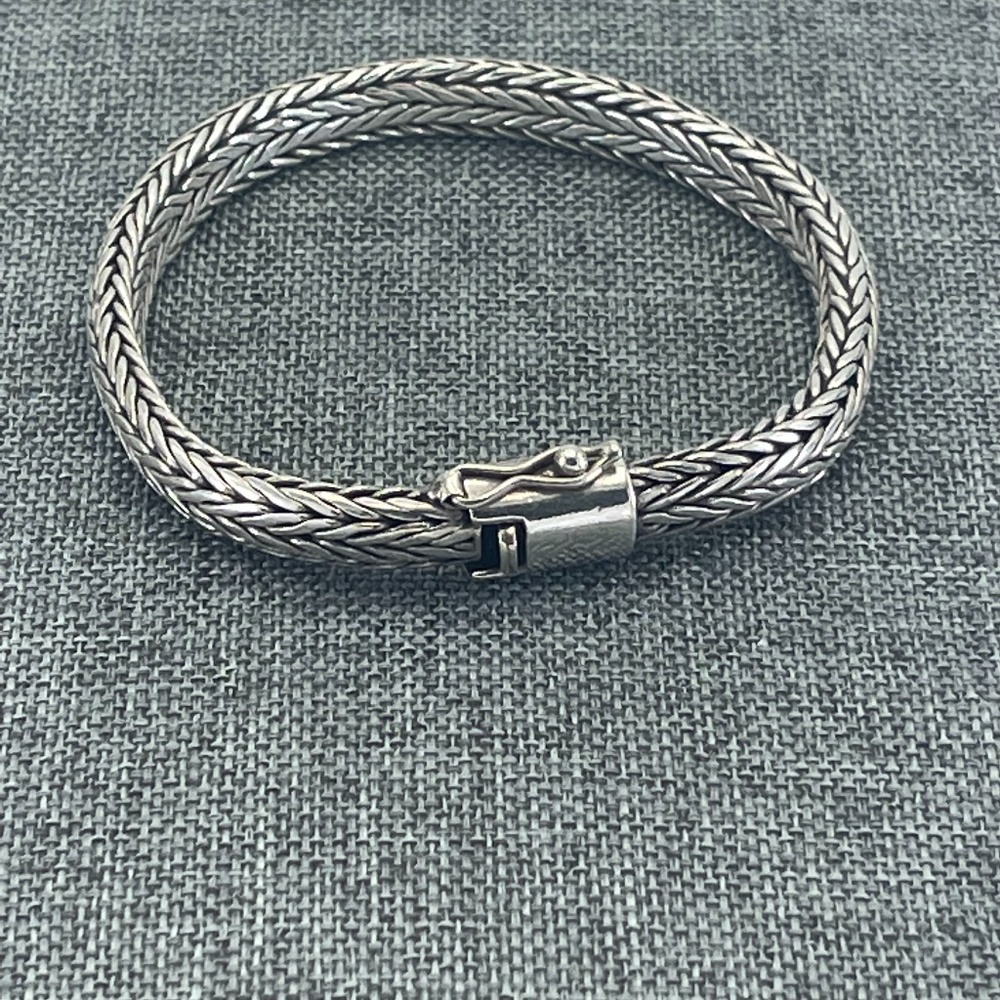 Bali John Hardy Style Sterling Silver Woven Bracelet 7.5" x 12mm